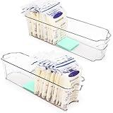 Breast Milk Storage Containers for Fridge, Fridge Organizer Bins with L-Shaped Compressor Inserts for Flattening Breastmilk Bags, and Space-Saving Design (Large, Count, 2)