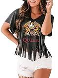 Nashville Tshirt for Women Country Concert Fringe Tops Country Music Shirts Short Sleeve Cowgirl Graphic Tees(Dark Grey-3, X-Large)