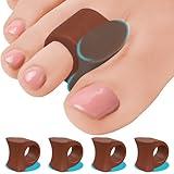 5 STARS UNITED Big Toe Spacers for Men & Women – 4 Gel Separators for Overlapping & Curled Toes, Bunions, Alignment - Silicone Spreader, Corrector & Straightener, Caramel