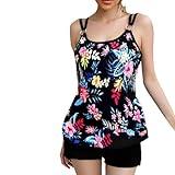 Piuwrlz Women's Swimwear Tankini Swimsuits for Women Sexy Casual Tummy Control Two Piece Bathing Suits Flowy Swim Tops with Boy Shorts