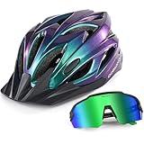 Odoland Bike Helmet with Cycling Sunglasses, Adjustable Size Adult Cycling Helmets for Men Women Road Bike Mountain Ebike, Aurora Green