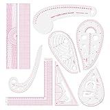 Fashion Clear Metric Sewing Ruler Set,French Curve Pattern Rulers for Beginners, Tailors, Designers, Quilting, Embroidery, Cross Stitch, Crochet, Knitting 9pcs