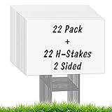 22Pcs Blank Yard Signs with Stakes, IKAYAS 17X12inch White Garden Yard Signs Yard Sale Signs Corrugated Plastic Signs for Party Decorations,Garage Sale, Guidepost, Open House