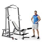 Marcy Pro Deluxe Cage System with Weightlifting Bench All-in-One Home Gym Equipment PM-5108