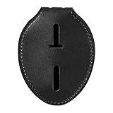 AKITSUMA Police Badge Holder - Cowhide, Universal, Black, Law Enforcement, Metal Clip and Chain Included