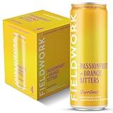 Fieldwork Supertonic, Adaptogen Non-Alcoholic Sparkling Adult Drink with Nootropics, Passionfruit + Orange Bitters, 12 oz Cans, 4-Pack