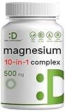 Magnesium Complex 500mg, 240 Veggie Capsules | 10-in-1 Glycinate, Citrate, Malate, & More | 100% Chelated for Easy Absorption | Essential Mineral Supplement for Muscle, Sleep, & Heart Health