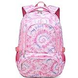 BLUEFAIRY Kids Backpack for Girls Elementary Primary Middle School Bags for Aged 8-10 for Teens Childs Bookbags Back to School Book Bags Gifts Mochilas para Niñas de 6 7 8 9 10 Años Tie-dye Pink