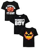 The Children's Place,Baby Boys,and Toddler All Holidays Short Sleeve Graphic T-Shirts,Multipacks,Handsome Pumpkin/Mummy/Pumpkin 3-Pack,4 Years