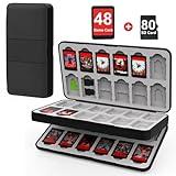 iPLYGAM Switch Game Case for Nintendo Switch 2/Switch/OLED/Lite with 48 Slots and 80 Memory Micro SD Card Storage, Portable Travel Switch Game Holder Organizer, Game Card Protective for Festival Gift