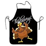 Shuwekk Thanksgiving Dancing Turkey Aprons for Men Women Chef,Kitchen Cooking Grilling Apron Bib Apron with Adjustable Neck Strap,Best Gifts for Men Woman Family Friends