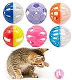 Fashion's Talk 12PCS Value Pack Plastic Ball Cat Toys Lattice Balls with Bell Jingle Kitten Toy,Gift Box 1.5" 6 Styles