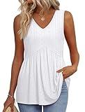 Women's Tops Women Beach Fashion Clothing Cruise Outfits for Women 2025 Plus Size Eyelet Top White Tank Top Summer Tops 2XL