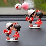 Asnewa Cartoon Figurine - Cute Couples Action, 2 Pairs, Car Interior Decoration Ornament