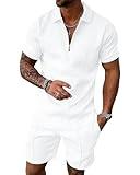 Beotyshow Mens Polo Shirt and Shorts Sets Outfits 2 Piece Fashion Summer Tracksuits Casual Short Sleeve Set