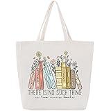 LEADO Cute Canvas Tote Bag with Pockets for Adults, Book Lovers Gifts - Mothers Day, Birthday Gifts for Book Lovers Women - Reading Accessories, Librarian, Bookish, Readers, Author, Library Present