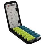 Lewis N. Clark Magnetic Folding Pill Organizer Supplement Case for OTC Medicine, Prescription Vitamins - 14 Slots, Gray/Black (B779)
