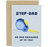 Old English Co. Fun Birthday Card for Step-dad - 'No One Measures Up To You' DIY Handyman Card for Him - Card for Men - Greeting Card From Step-daughter or Step-son | Blank Inside with Envelope