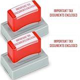 2 PCS Important Tax Documents Enclosed Stamp Self Inking Office Rubber Stamps Red Ink Pre Inked Message Refillable Scanned for Business Accounting Work Paperwork Envelopes Supplies Taxes Notice