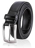 MILORDE Men's Genuine Leather Dress Belt, Handmade, 100% Cow Leather, Fashion & Classic Designs for Work Business and Casual (Basic Black, 28 (waist 26-27))