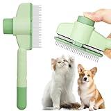 Cat Comb Dog Comb Pet Hair Removal Tool Flea Comb for Cats and Dog Lice Comb Cat Brush with Release Button Self-Cleaning with Long & Short Stainless Steel Metal Teeth for Shedding