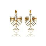 Hanukkah Earrings for Women Pearly Zircon Cooktop Candle Dangle Earrings Hanukkah party Jewelry (A)