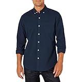 Amazon Essentials Men's Long Sleeve Shirts Casual - Regular-Fit Pocket Oxford, Navy, Large