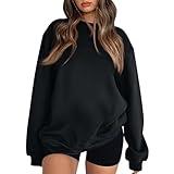 UOFOCO Womens Oversized Hoodies Long Sleeve Solid Color Fall Fashion Pullover Tops Casual Loose Fashion Outfits Influencers Picks Womens Clothes 2025 Black M