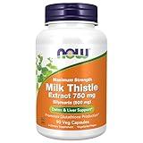 NOW Foods Milk Thistle Extract 750 mg Silymarin (600 mg), Maximum Strength - 90 Veg Capsules