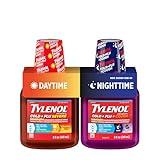 Tylenol Cold + Flu Severe Daytime & Nighttime Liquid Cough Medicine with Acetaminophen Pain Reliever & Fever Reducer, Nasal Decongestant & Antihistamine, Value Pack, 2 ct. of 8 fl. oz