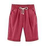 Women's Summer Shorts Shorts for Women Summer Beach Lounge Casual Drawstring Elastic Waist Loose Fit Bermuda with Pockets Red Plus Size Xx-Large
