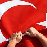 Anley Rip-Proof Double Sided 3-Ply Turkey Flag 3x5 Foot - Vivid Color, Canvas Header and Wrinkle Resistant - The Strongest, Longest Lasting Turkish National Flags 3 X 5 Ft