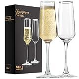 Haoxishui Champagne Glasses 8.5 OZ, Champagne Flutes set of 2, Unique Champagne Gift for Birthday, Wedding, Anniversary, Ideal for Home Bar, Parties etc