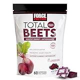 Force Factor Total Beets Soft Chews with Beetroot, Nitrates, L-Citrulline, Grapeseed Extract, and Antioxidants, Healthy Energy Supplement with Elite Ingredients, Heart Health Superfood, 60 Chews