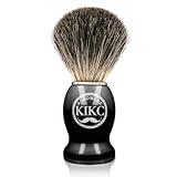 KIKC Hand Crafted Pure Badger Shaving Brush for Wet Shave, Soft Bristle, Wood Handle Black Color, Best Gift for Bearded Man