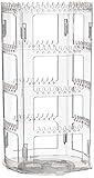Sooyee 360 Rotating Earring Holder and Jewelry Organizer, 4 Tiers Jewelry Rack Display Classic Stand, 156 Holes and 160 Grooves for Necklaces Earrings Piercings, Clear