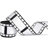 Chivao 1 Roll Filmstrip Tape Movie Party Decorations Filmstrip Poly Streamer 2.5 Inch 60 Feet Black and White Film Border Roll for Cinematic Birthday Party Event Decor Home Crafts