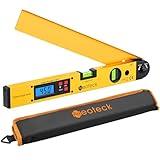 Neoteck 225° 16 inch Digital Angle Finder Aluminum Protractor with LCD Backlight Digital Angle Measuring Tool with Horizontal and Vertical Bubble for Woodworking, Construction, Machinery - Golden