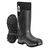 TerraTrax Men's Waterproof Insulated Rubber Hunting Boots – 6mm Neoprene Rain Boots for Outdoor Work, Fishing, Farming & Gardening Black Size 9