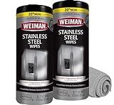 Weiman Stainless Steel Cleaner and Polish Wipes Bundle with Microfiber Cloth-Removes Fingerprints, Water Marks and Grease from Appliances - Works Great on Refrigerators, Ovens, and Grills