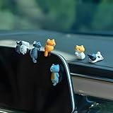 Twpribarn 6 Pcs Cute Cat Car Accessories Funny Resin Cat Figurines Dashboard Decorations & Rear View Mirror Cute Pussy Figure Decorative Car Ornament Interior Decors for Car Home Garden Decor