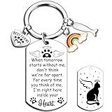 Loss of Cat Sympathy Gift - Pet Memorial Gifts for Cats, Rainbow Bridge When Tomorrow Starts Without Me Paw Keychain Pets Remembrance Cat Passing Pet Lovers Presents for Women Men