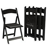 SIMPLEX 12 Black Resin Stackable Folding Chair - Comfortable Black Foldable Chair - Folding Chairs with Padded Seats - Indoor/Outdoor Folding Chairs for Events - Lightweight Foldable Chairs (12 Pack)