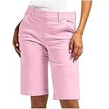 Big Spring Sale Bermuda Shorts for Women Trendy 2025 Casual Summer High Waisted Chino Short Straight Leg Hiking Vacation Outfits White Dress Shorts for Women S