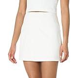Amazon Essentials Women's Active Formflex Buttery Soft Tennis Skirt with Built-in Shorts with Pockets, White, Large