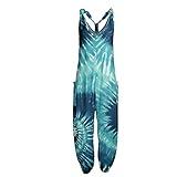 NAMTYQX 2024 Prime Deal Summer Plus Size Boho Overalls for Womens Fashion Baggy Pants Loose Fit Jumpsuits Travel Printed 2024 Beach Rompers