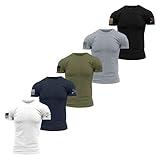 Grunt Style Standard Issue Core Basic Men's T-Shirt (5-Pack: Dark Heather Gray, Military Green, Black, White, Midnight Navy, 4X-Large)