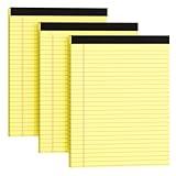 MSKKSM Legal Pads 8.5 x 11, 3 Pack Yellow Note Pads 8.5 x 11 Writing Pads, Wide Ruled Legal Notepads, Lined Pads of Paper Yellow Paper Pads, 30 Sheets Per Notepad for School, Home, Office, Business