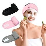 Pejnl 3 Pack Facial Spa Headband for Women - Adjustable, Non-Slip Terry Cloth Headband for Washing Face, Makeup, and Shower - Soft and Stretchable Hair Wrap