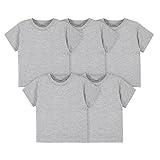 Gerber Baby Toddler 5-Pack Solid Short Sleeve T-Shirts Jersey 160 GSM, Heather Grey, 18 Months